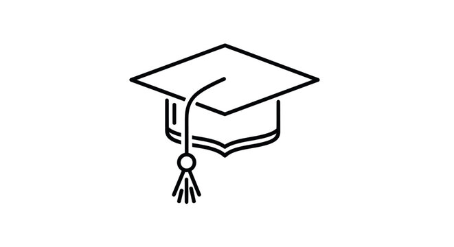 Graduation Cap Line Art - Academic Achievement Symbol.