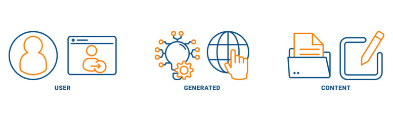 UGC icon set vector concept with icon of user, generated, content 