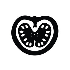 Silhouette vector tomato slice icon simple minimalist food graphic design
