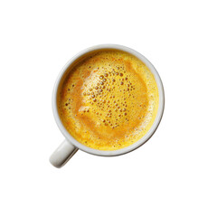 Overhead View of a Cup of Golden Turmeric Latte