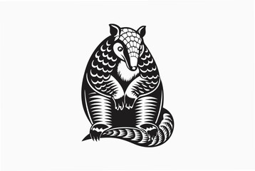 Armadillo Sitting Isolated on a White Background