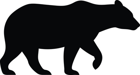 Bear Silhouette Walking On White Background Animal Art