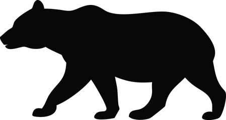 Black Bear Walking Silhouette on White Background