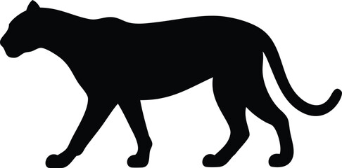 Black Panther Silhouette on White Background, Wild Cat Icon Design