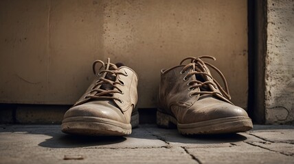 Vintage leather boots, a symbol of enduring style and rugged adventures, perfect for editorial use or adding a touch of old-world charm to designs