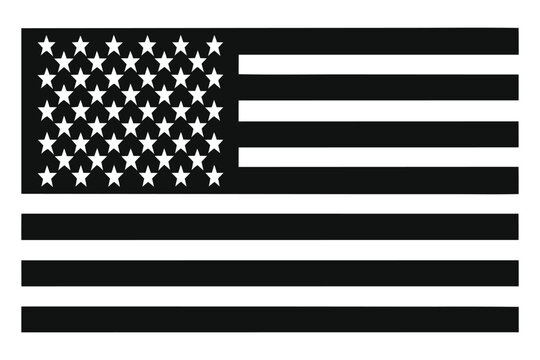 United States Flag Black and White Vector
