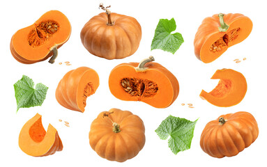 piece of pumpkin isolated on white background. clipping path