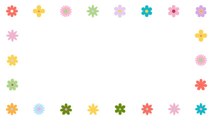 Flower Border Decorative Frame, Colorful Floral Artwork, Isolated Background Design, Cute Card Decoration, Vibrant Flower Frame