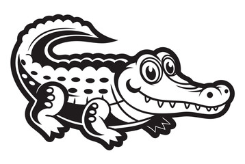 Cartoon Crocodile on White Background, Mascot Alligator Animal