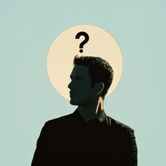 Profile image of a man with a question mark on the side