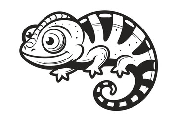 Cartoonish Chameleon Character, Smiling, Format, Reptile Illustration, Isolated