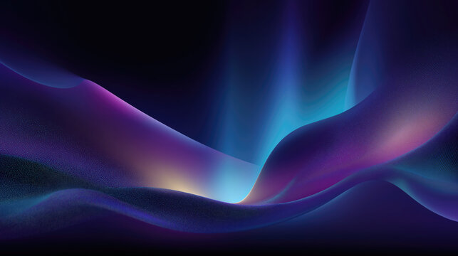 Futuristic neon aurora borealis in abstract wave shapes.