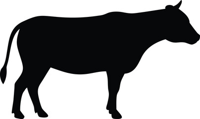 Fototapeta premium Cow Silhouette Shape Art Isolated on White Background, Domestic Animal