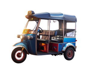 Floating Auto Rickshaw with Urban Glow PNG