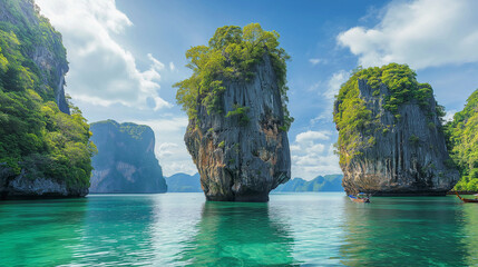 Fototapeta premium “Amazing Nature Scenic Landscape View – Famous Landmark and Popular Tourist Destination in Asia for Summer Vacation Travel”