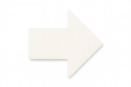 Simple white arrow pointing to the right on a transparent background, ideal for indicating direction or progress