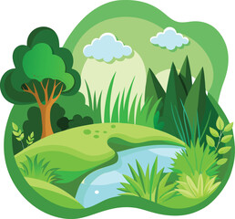 Obraz premium landscape with river and trees