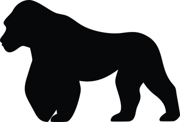 Gorilla Silhouette on White Background Animal Wild Life