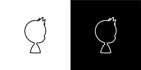 Simple black and white profile of a child's head.