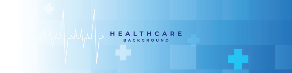 Obraz premium Abstract blue medical background with icons and symbols