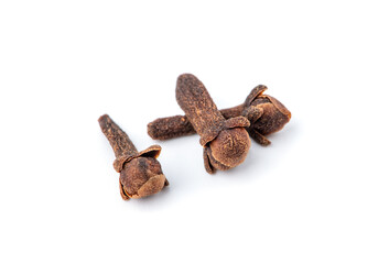 Dry spice cloves isolated on white background.