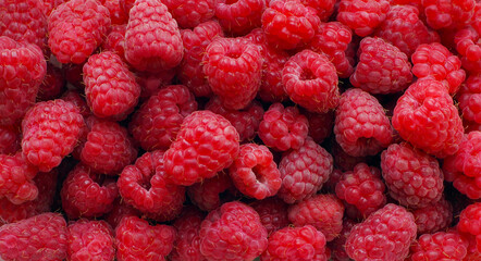 Sweet fresh raspberry close up