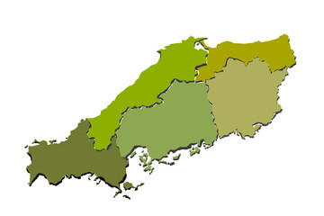 Obraz premium Chugoku Region Japan Map Color Coded