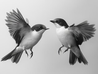 Charcoal drawing of two swallows