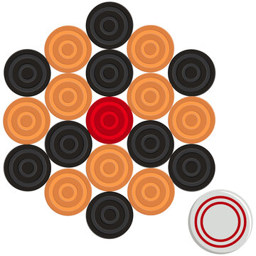 carrom pawns top view vector.