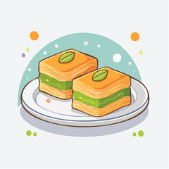 Two Baklava Pieces On Plate