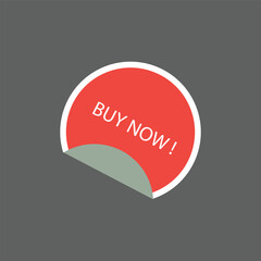 Buy Now Sticker Icon in Red and White for Online Shopping and Marketing Promotions