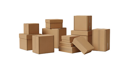 Stacked cardboard boxes for packing, shipping, and moving convey organization and efficiency for logistics business needs