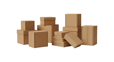 Stacked cardboard boxes for packing, shipping, and moving convey organization and efficiency for logistics business needs