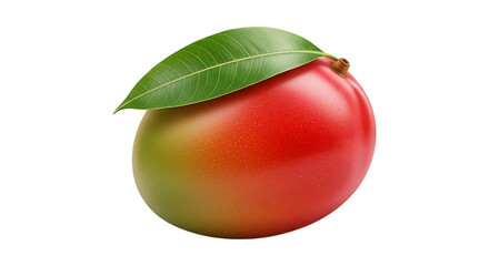 Tropical delight featuring a vibrant mango with a fresh green leaf, perfect for summer recipes and healthy eating concepts