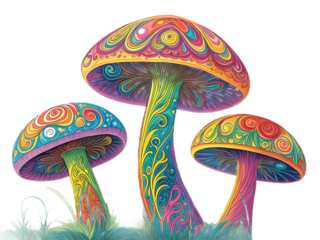 mushrooms in the grass
