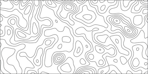 Organic contour map lines pattern black and white seamless vector background for natural terrain or abstract artistic concepts