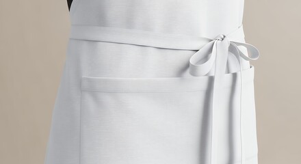 Clean White Apron with Ties Detail Isolated on Neutral Background for Food Service Use