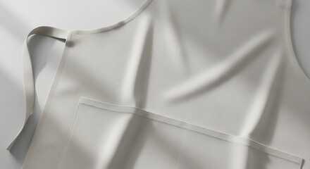 Close Up of a Light Grey Apron with Pockets and Ties for Cooking or Professional Use