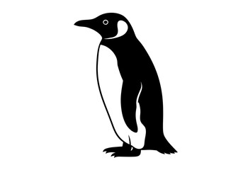 Obraz premium A black and white illustration of a penguin standing upright.