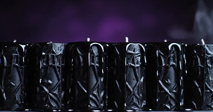 Dark and Mysterious Tiki Mugs with Purple Haze Background.