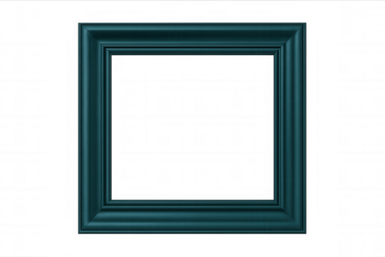 Classic dark teal picture frame with transparent background, perfect for showcasing artwork or photos