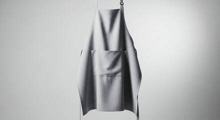 Grey Apron Hanging on Wall Culinary Cooking Kitchen Textile Fabric Studio Background