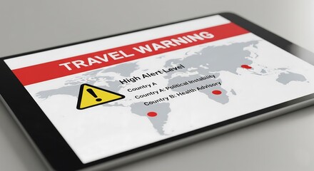 Urgent Travel Warning High Alert Level Issued for Multiple Countries, news background or advertising 