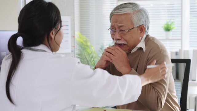 Doctor and senior patient in emotional health care counseling after diagnosis in hospital support setting - Powered by Adobe