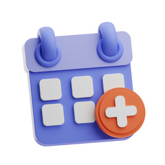 3D Calendar with Plus Sign