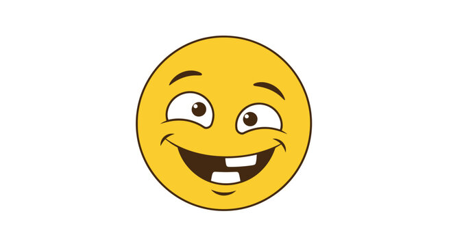 Cartoon Emoji with Goofy Expression and Missing Tooth.