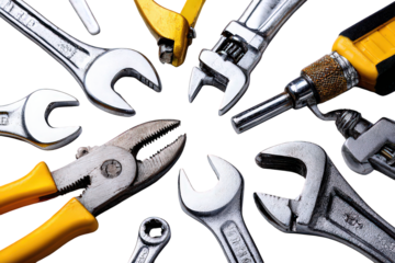 Assortment of Metal Hand Tools on Black Background