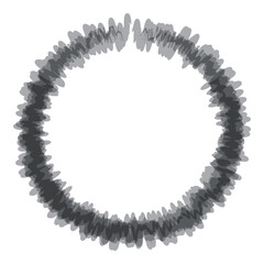 手描き線の円フレーム　水彩　墨