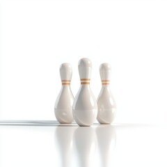 White bowling pins on a white background