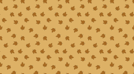 Autumn seamless drawing pattern with falling maple leaves. Brown hand drawn season background. Nature endless print